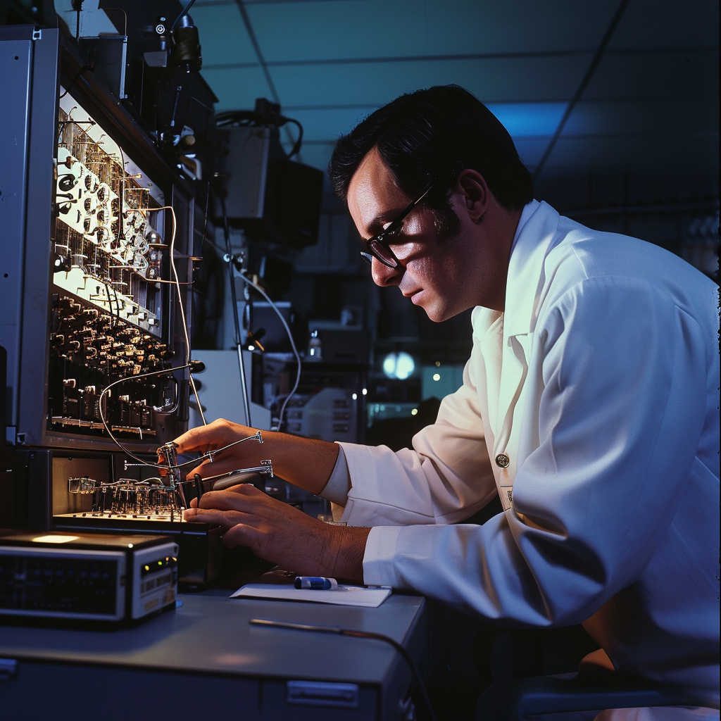 Scientist in a laboratory working on theoretical warp drive