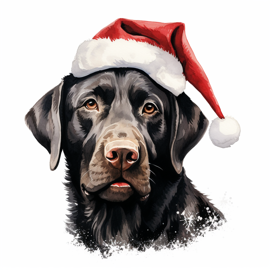 Labrador dog with Santa hat