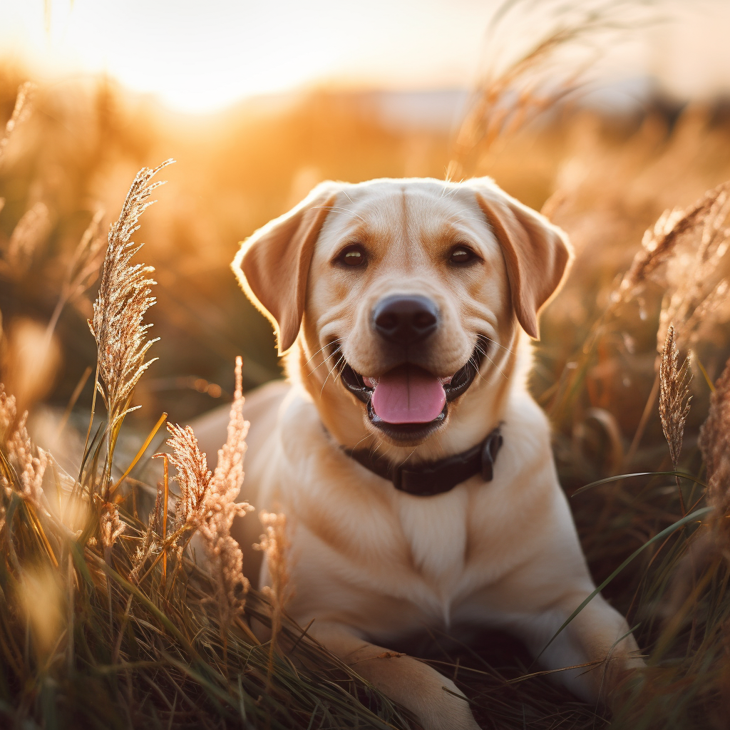 Happy Labrador dog enjoying sunny day