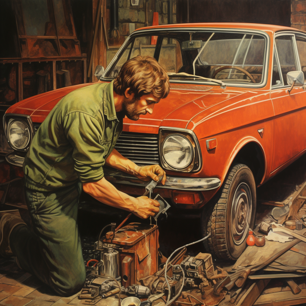 Fixing Carburetor on Lada Poster