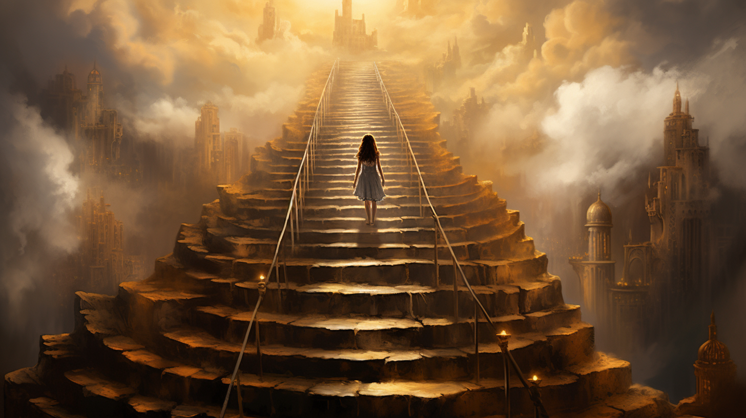 Lady on stairway to heaven