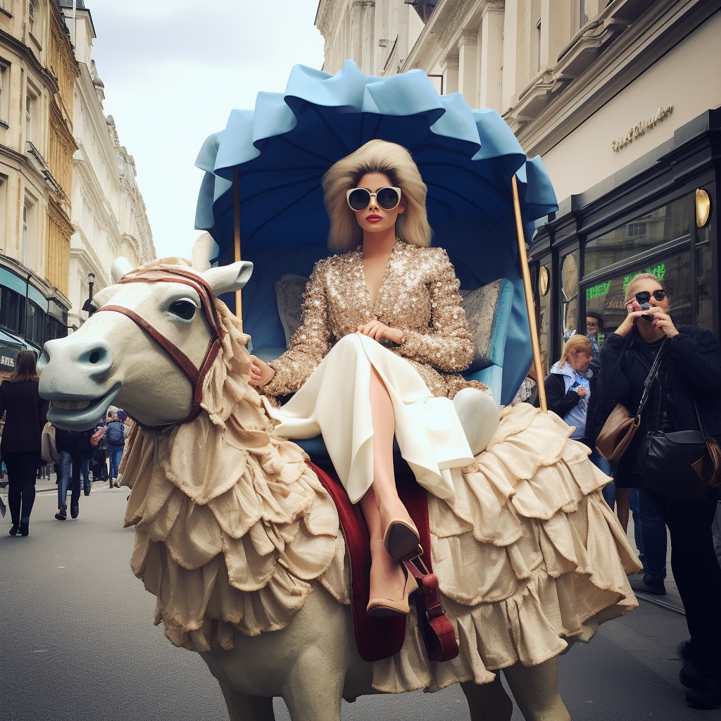 Lady Gaga riding camel on Grafton Street