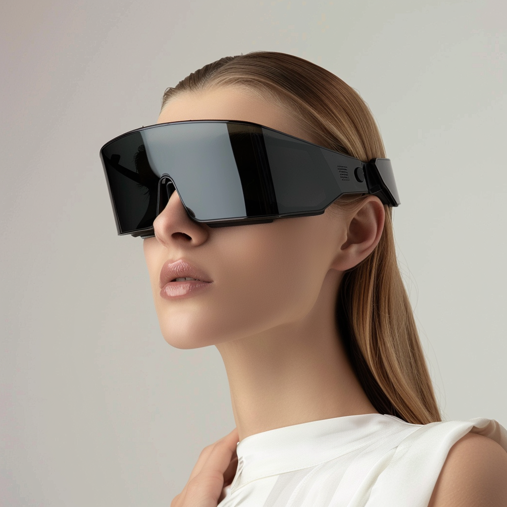 woman futuristic AI glasses technology