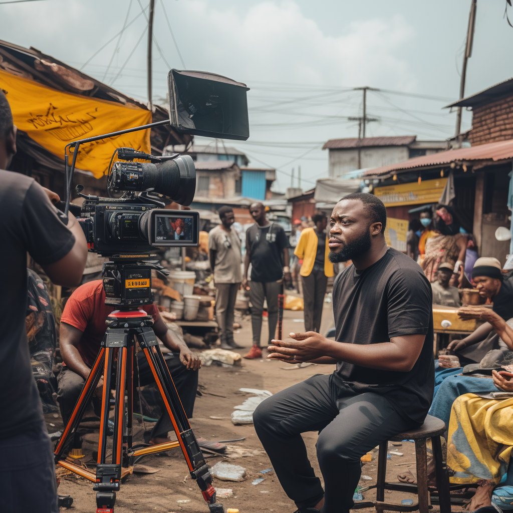 Film director on set in Lagos