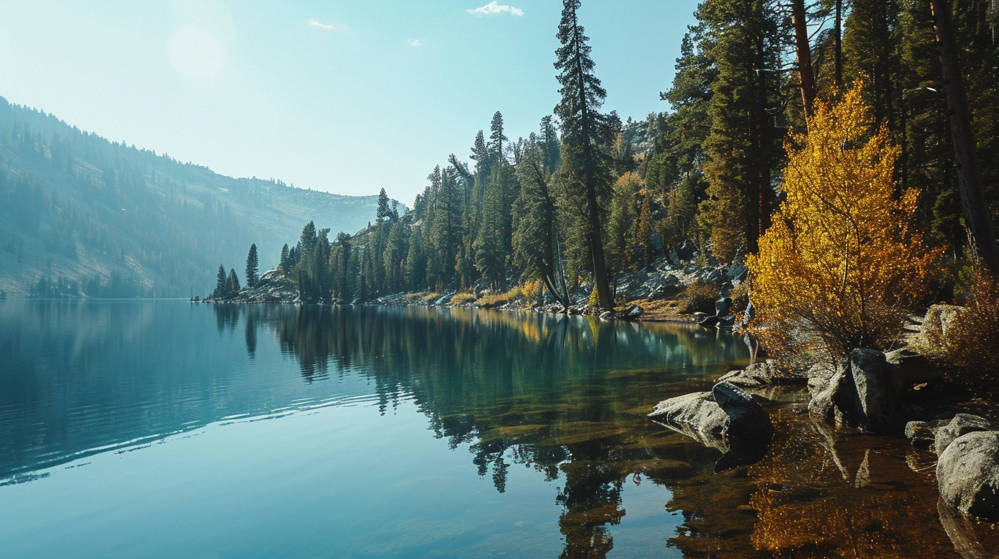 Beautiful lake reflection in nature scenery