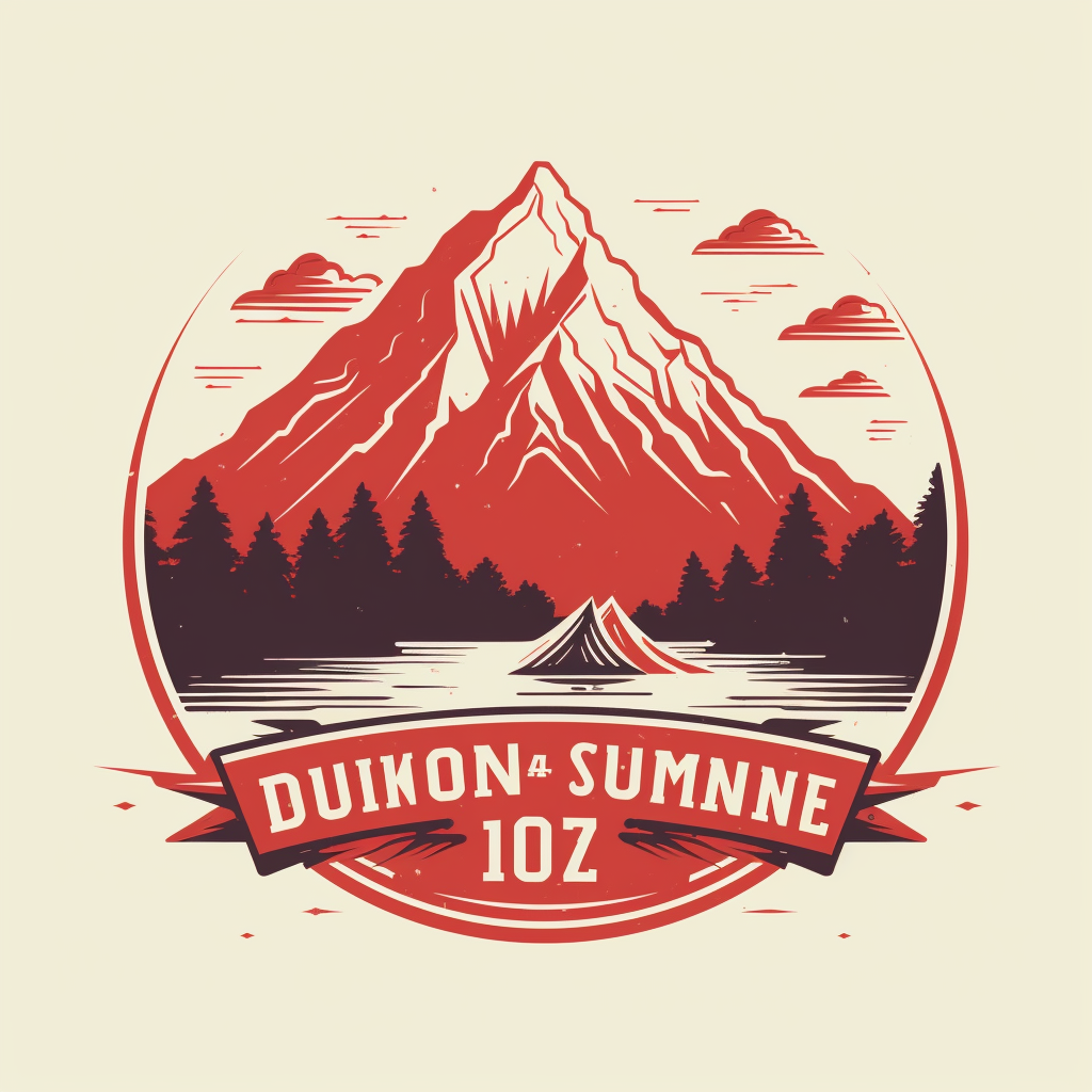 Retro Style Lakeside Mountain Campsite Logo