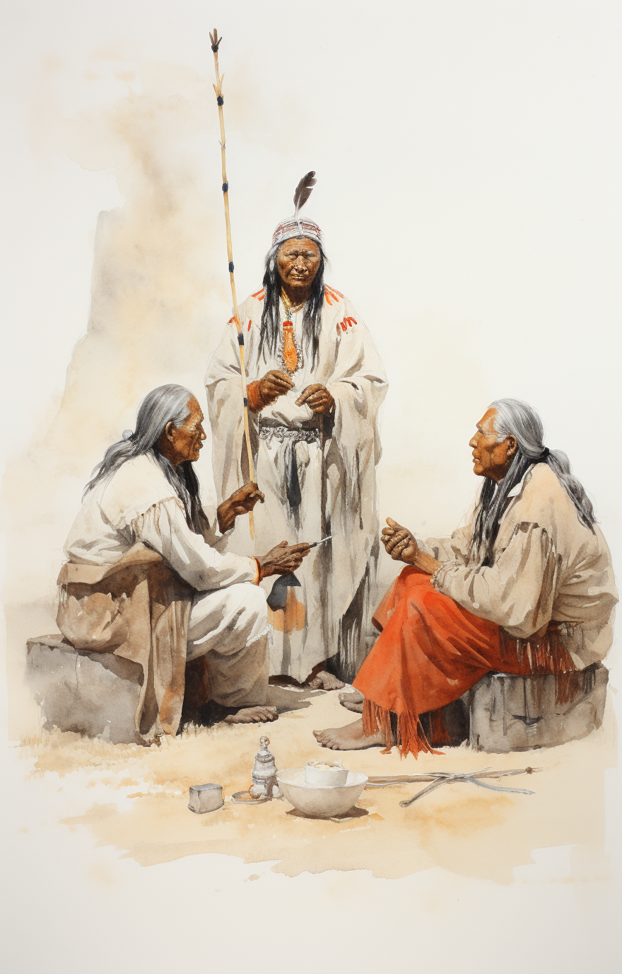 A person receiving an important feather from the tribal chief