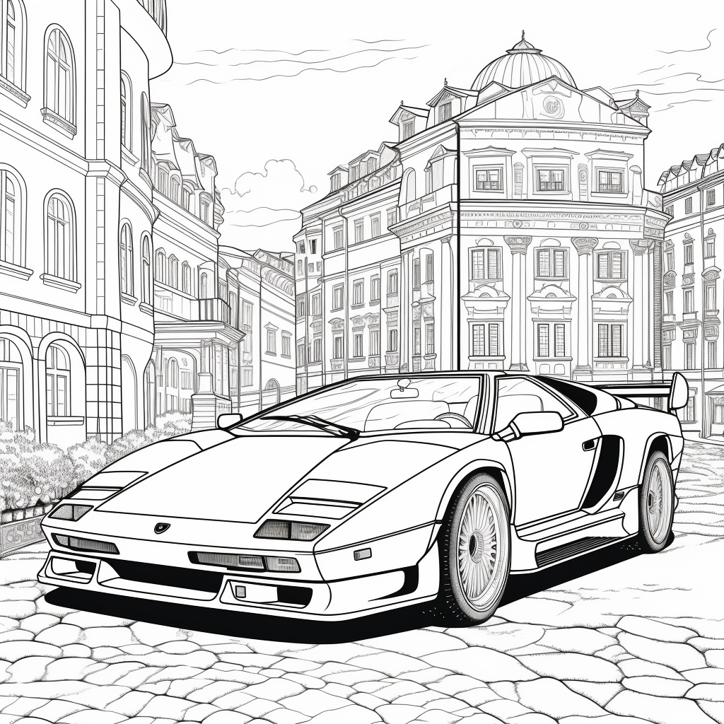 Black lines coloring page of Lamborghini Diablo in Munich