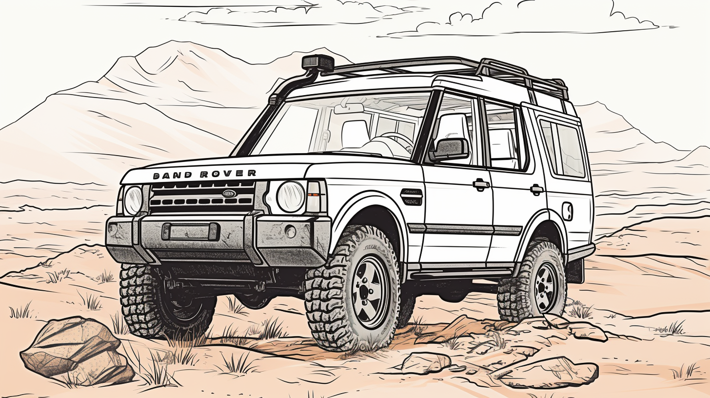 Black line art of 1999 Land Rover Discovery