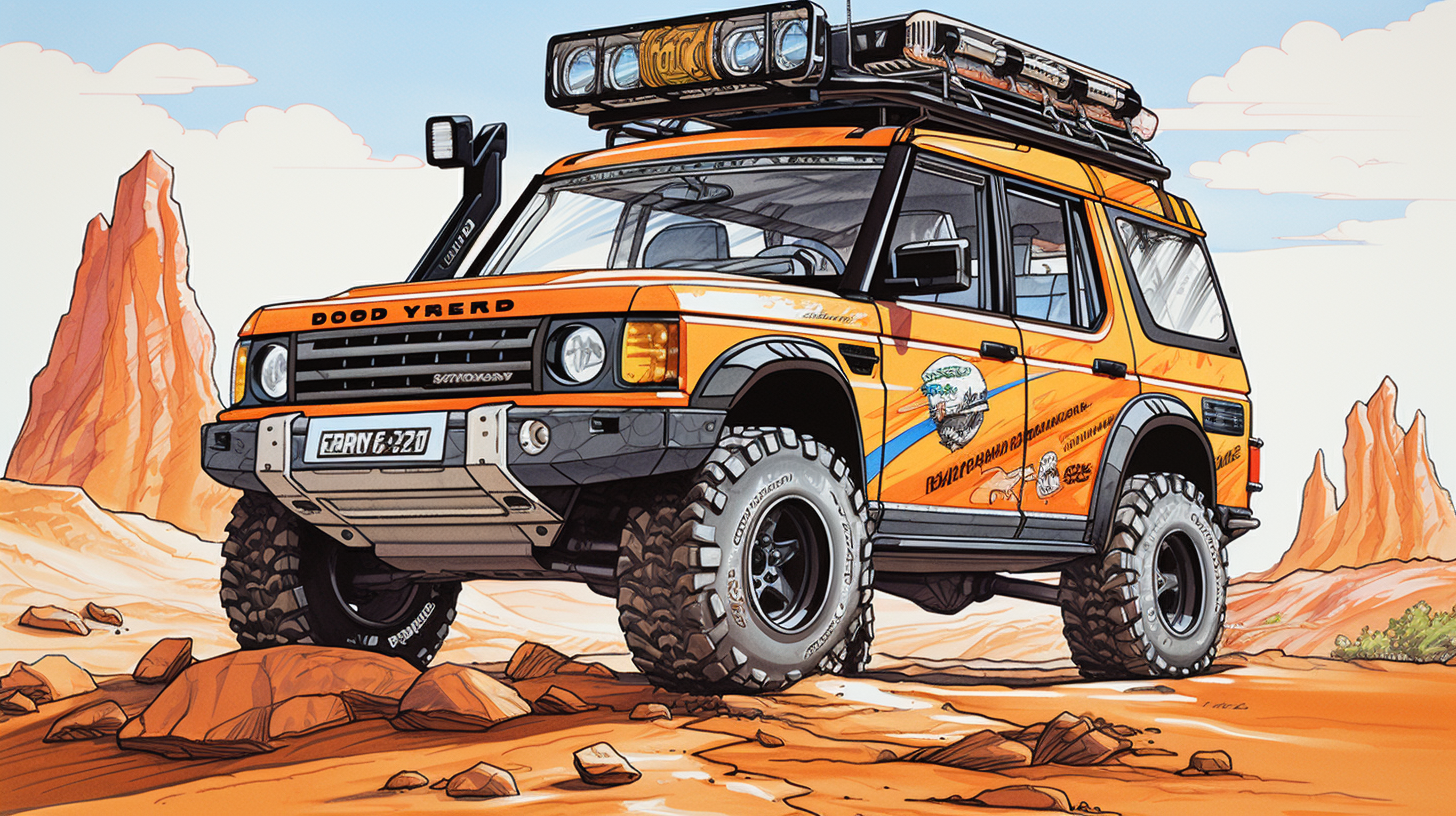 Black line art of Land Rover Discovery