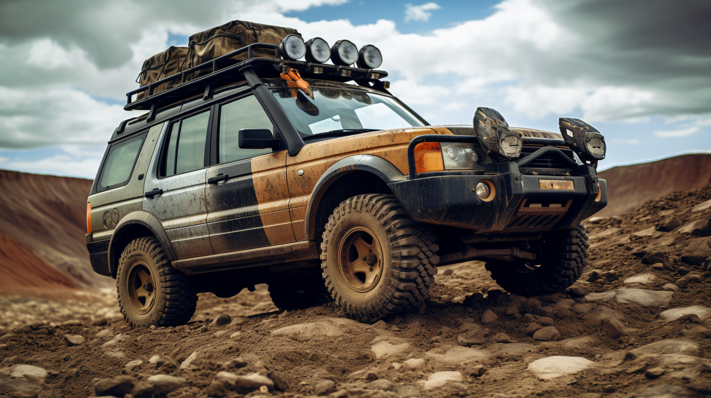 Dragon-themed Land Rover Discovery in off-road adventure