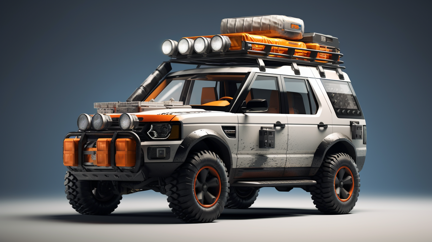 Hyper realistic Land Rover Discovery spaceship