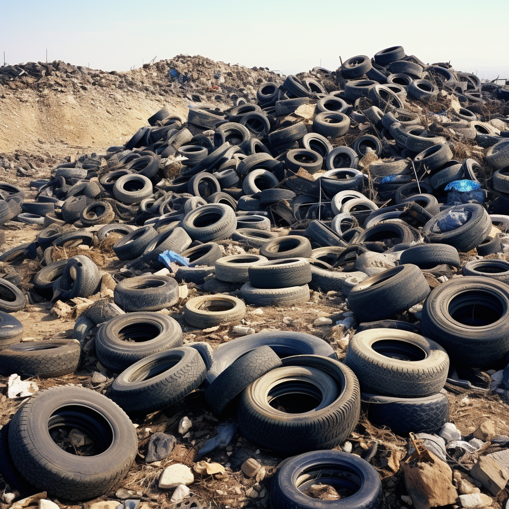 Harmful gas emissions from landfill tires