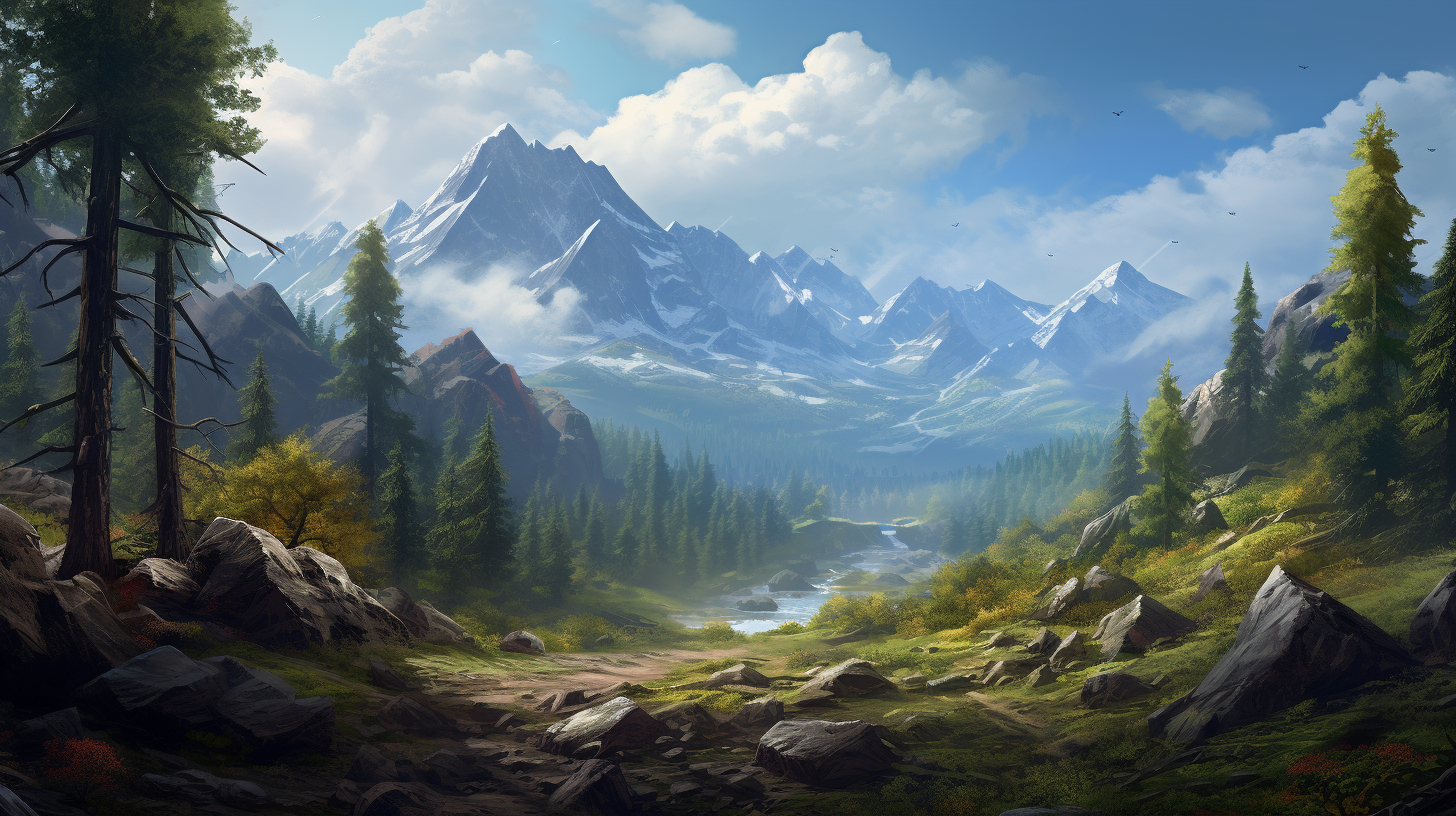 Forest mountain landscape scenery