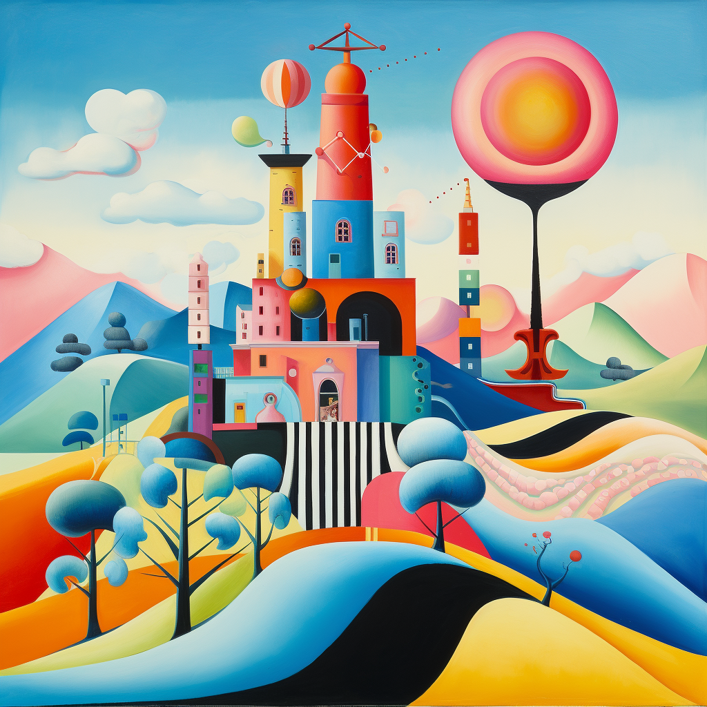 Colorful landscape artwork by Richard Lindner