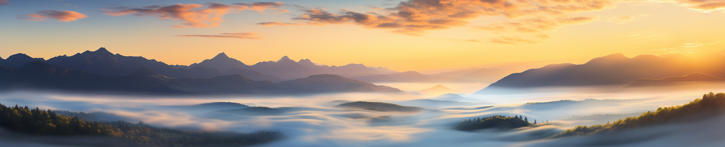 Beautiful sunrise over landscape clouds