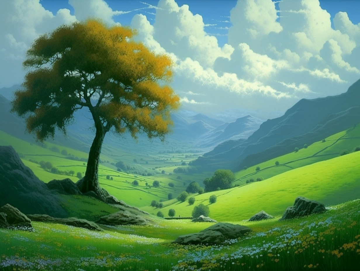 Vibrant landscape painting artwork