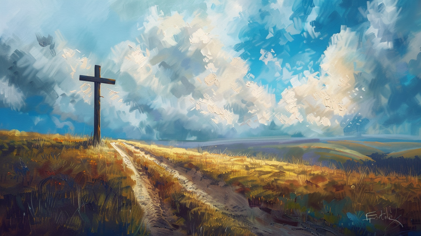 Large Landscape with Wooden Cross