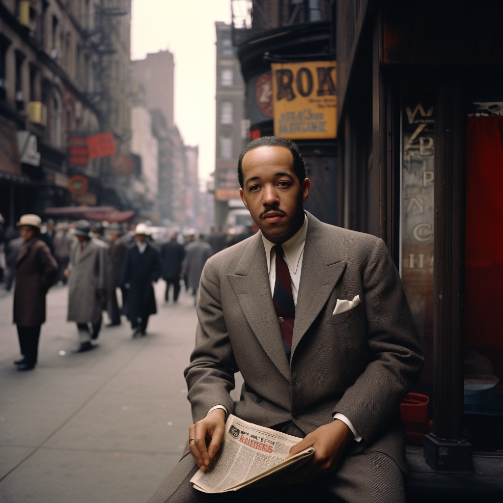 Langston Hughes holding iconic notebook of the era