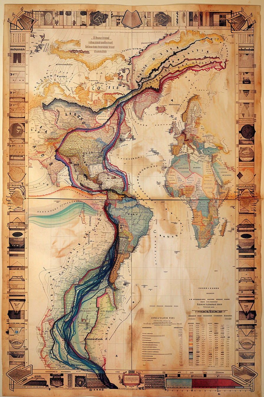 Colorful Language Evolution Map Scroll