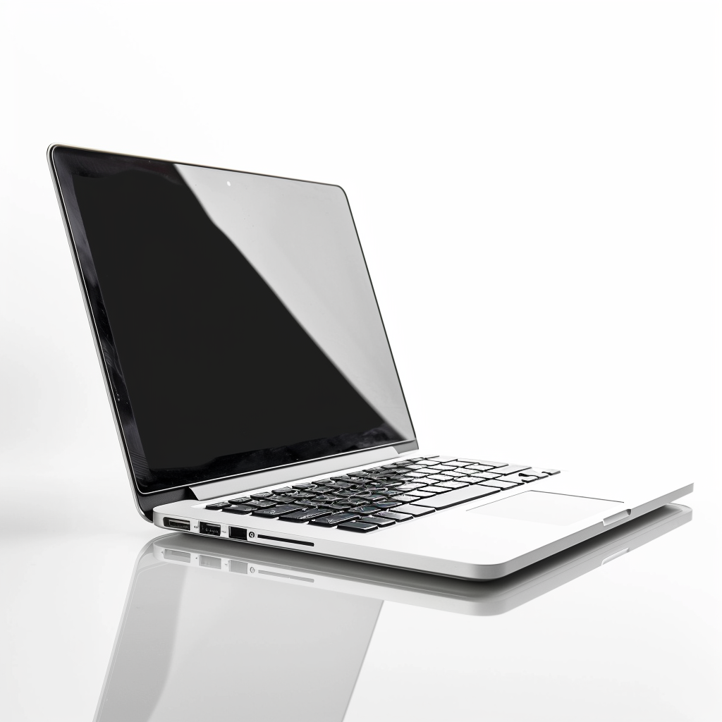 Laptop on white background