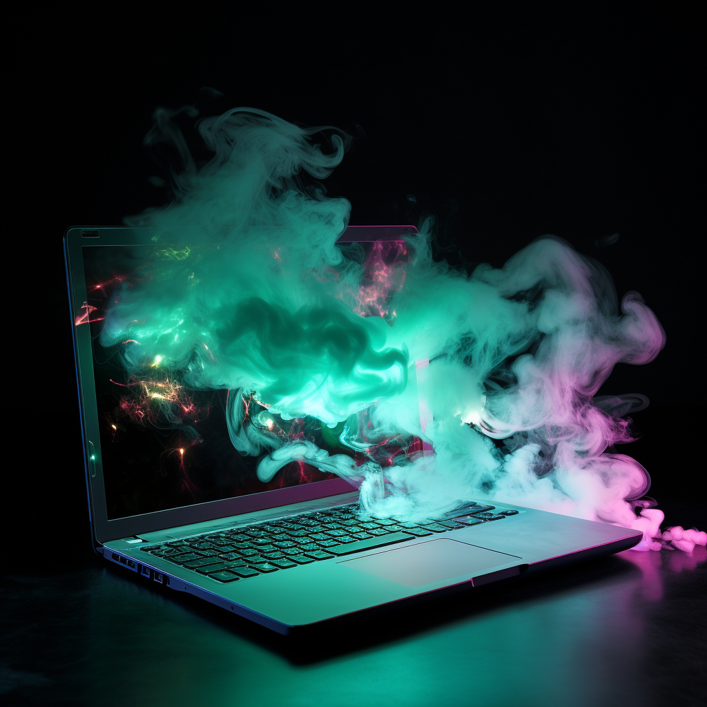 Smoke emerging from laptop in experimental photography