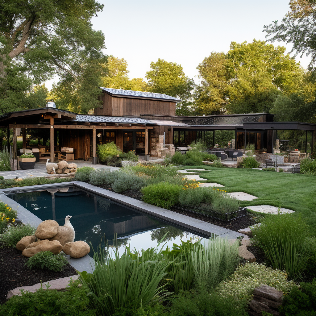 Large Backyard with Modern Pool Seats