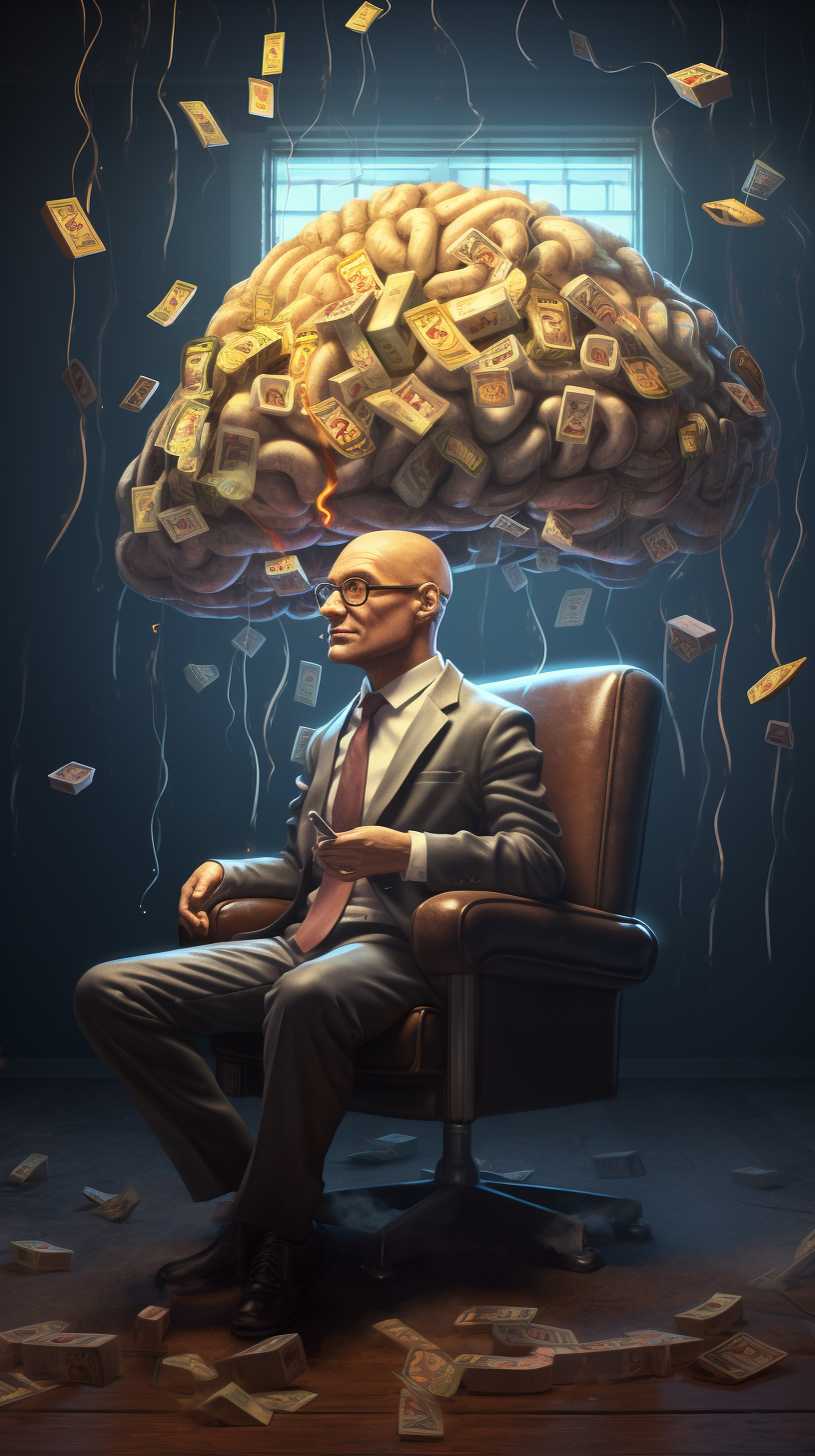 Man with super large brain making millions