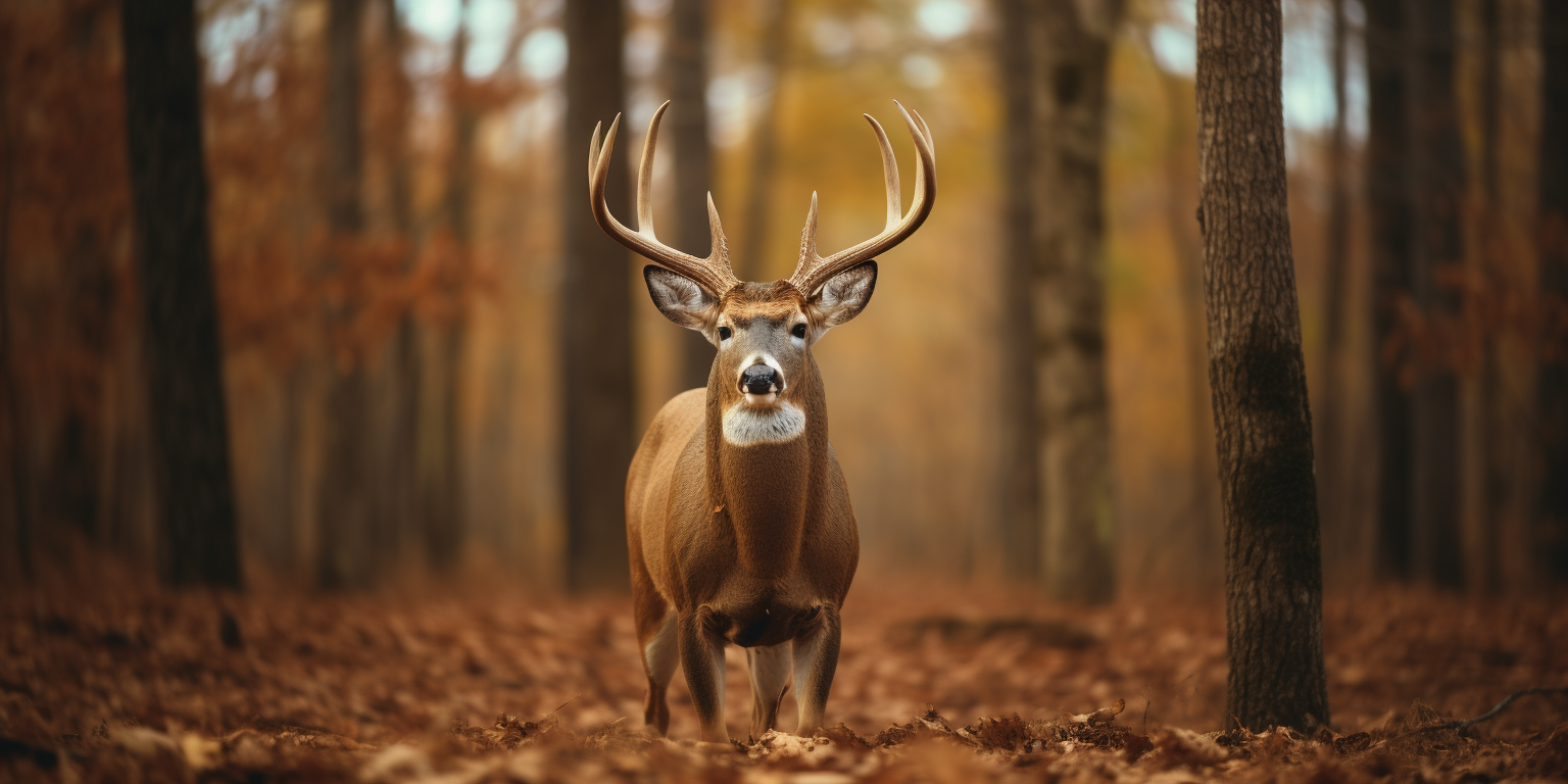 Close-up of a majestic buck staring into the camera