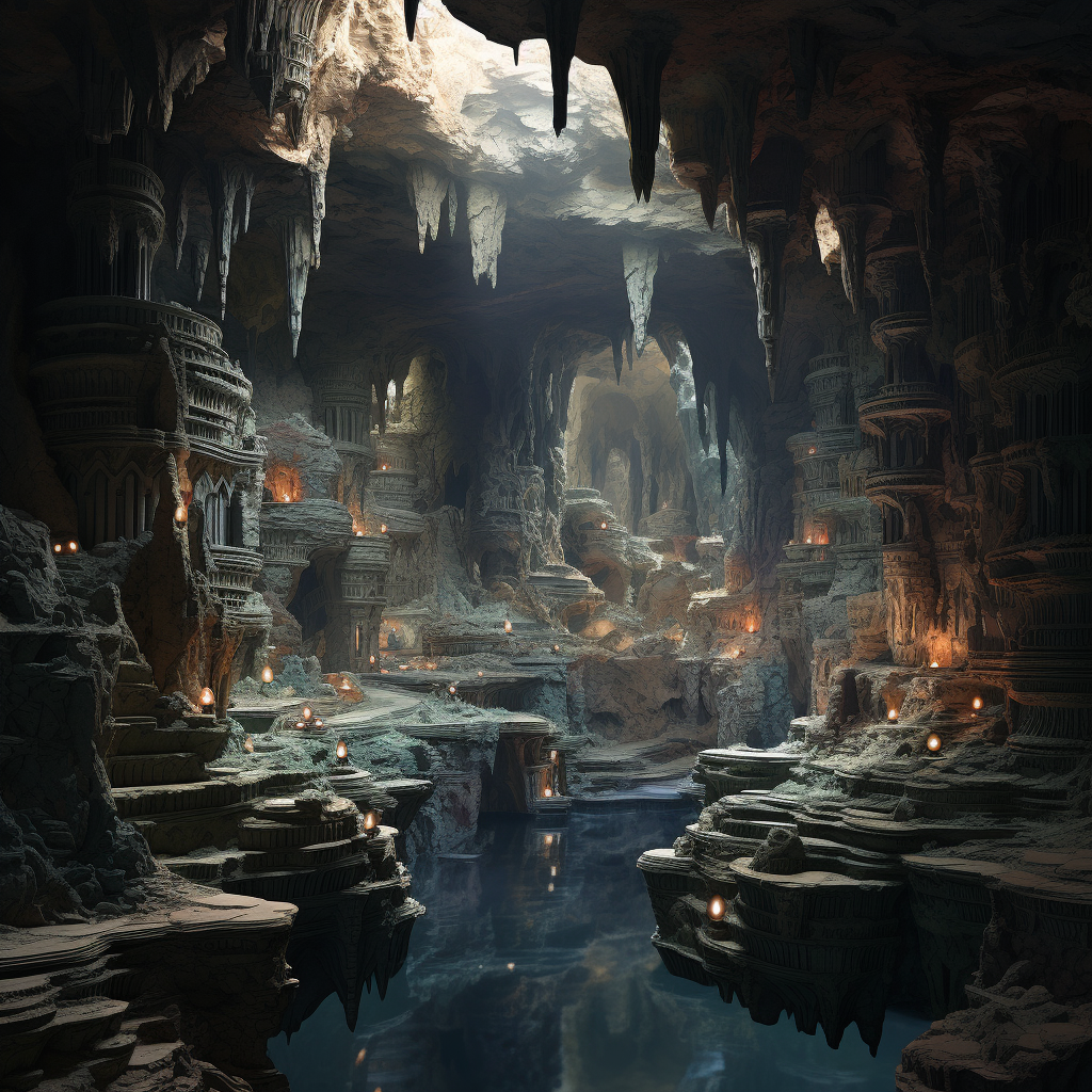 Majestic cavern in earth's center