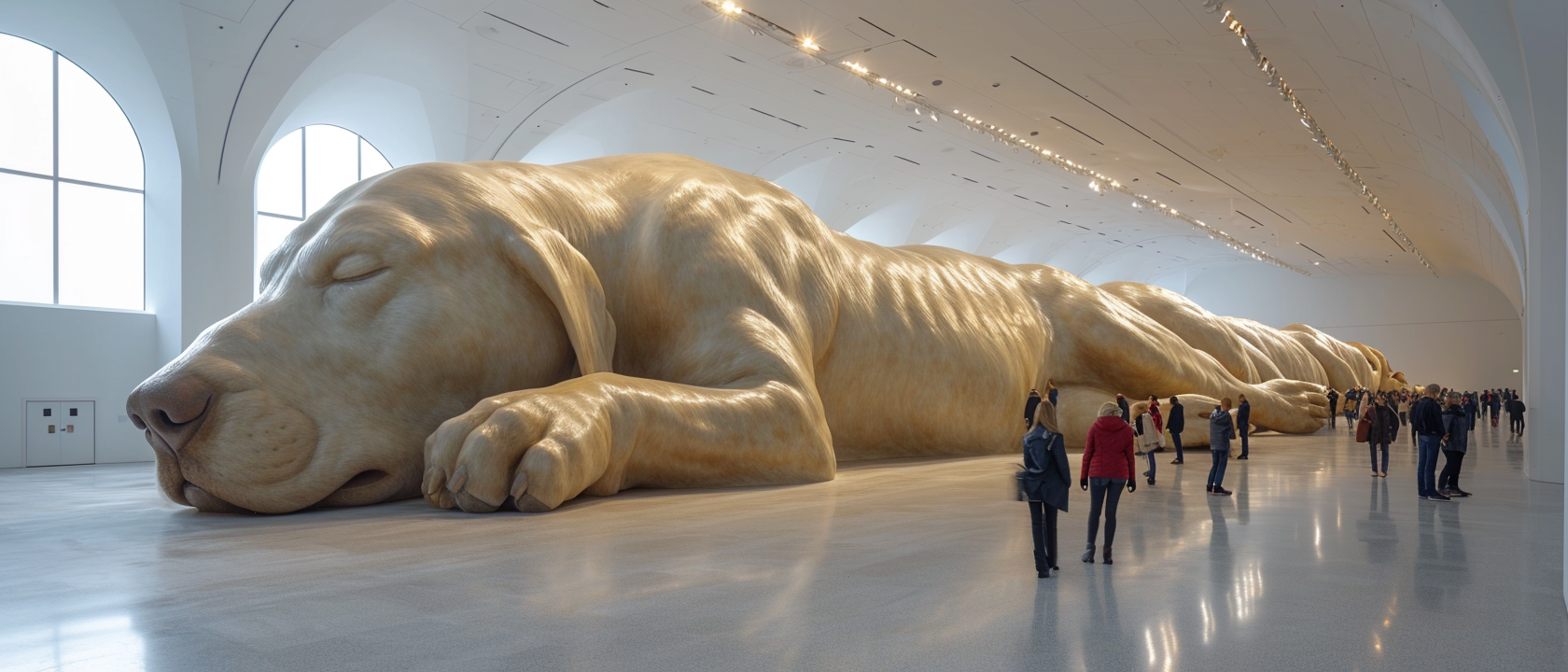 Large Dog Sculptures Sleeping Peacefully