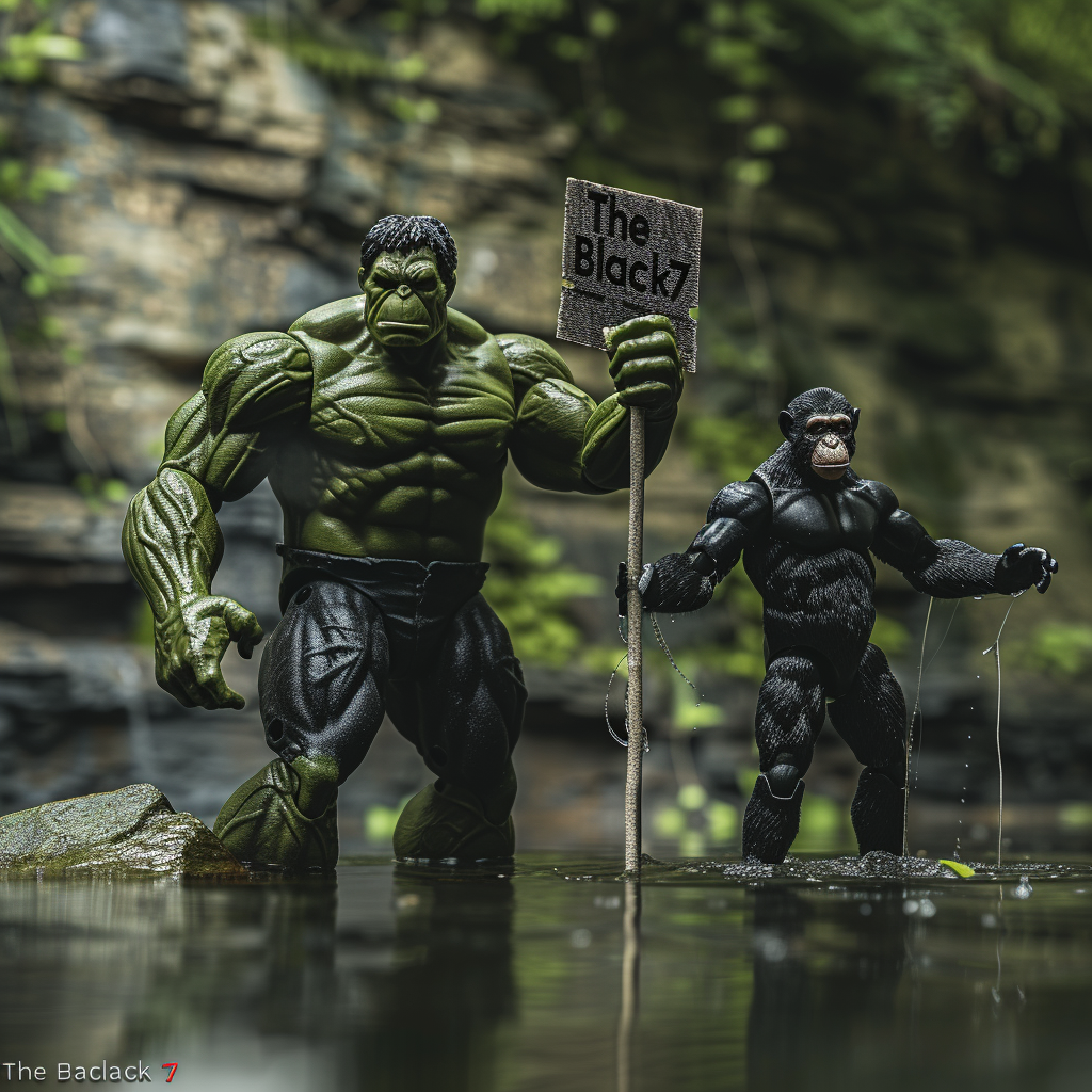 Large Evil Hulk with Monkey Head in River