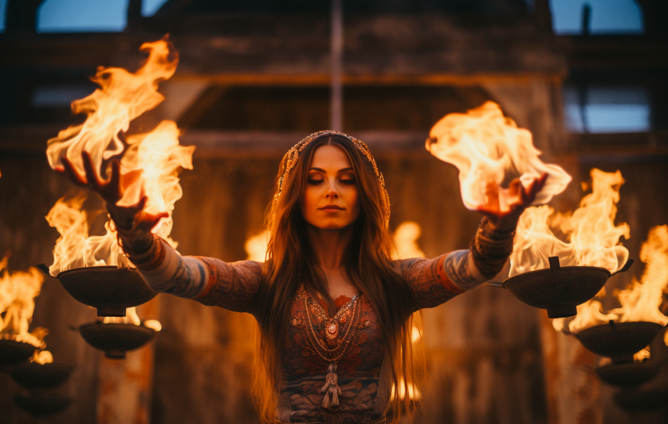 firebowl and female priest photo