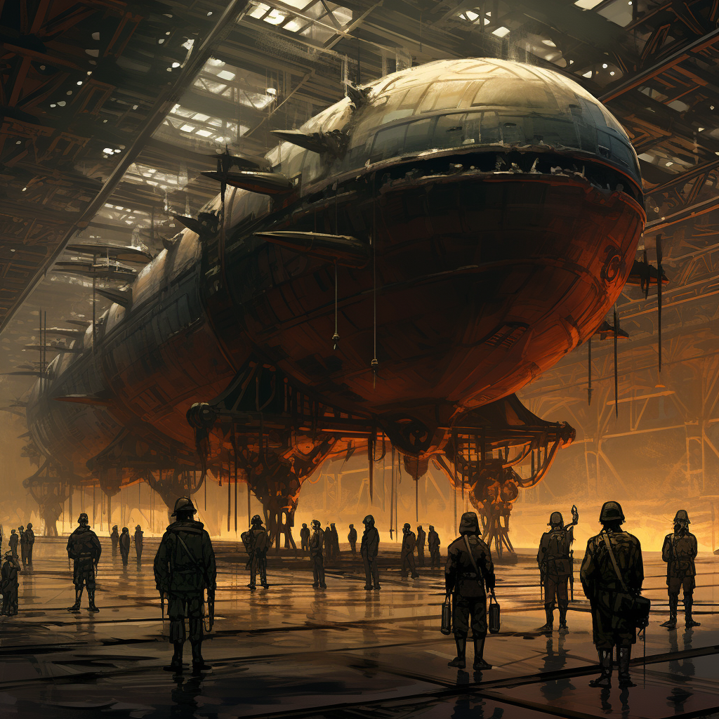 Hanger Airship Cargo Soldiers