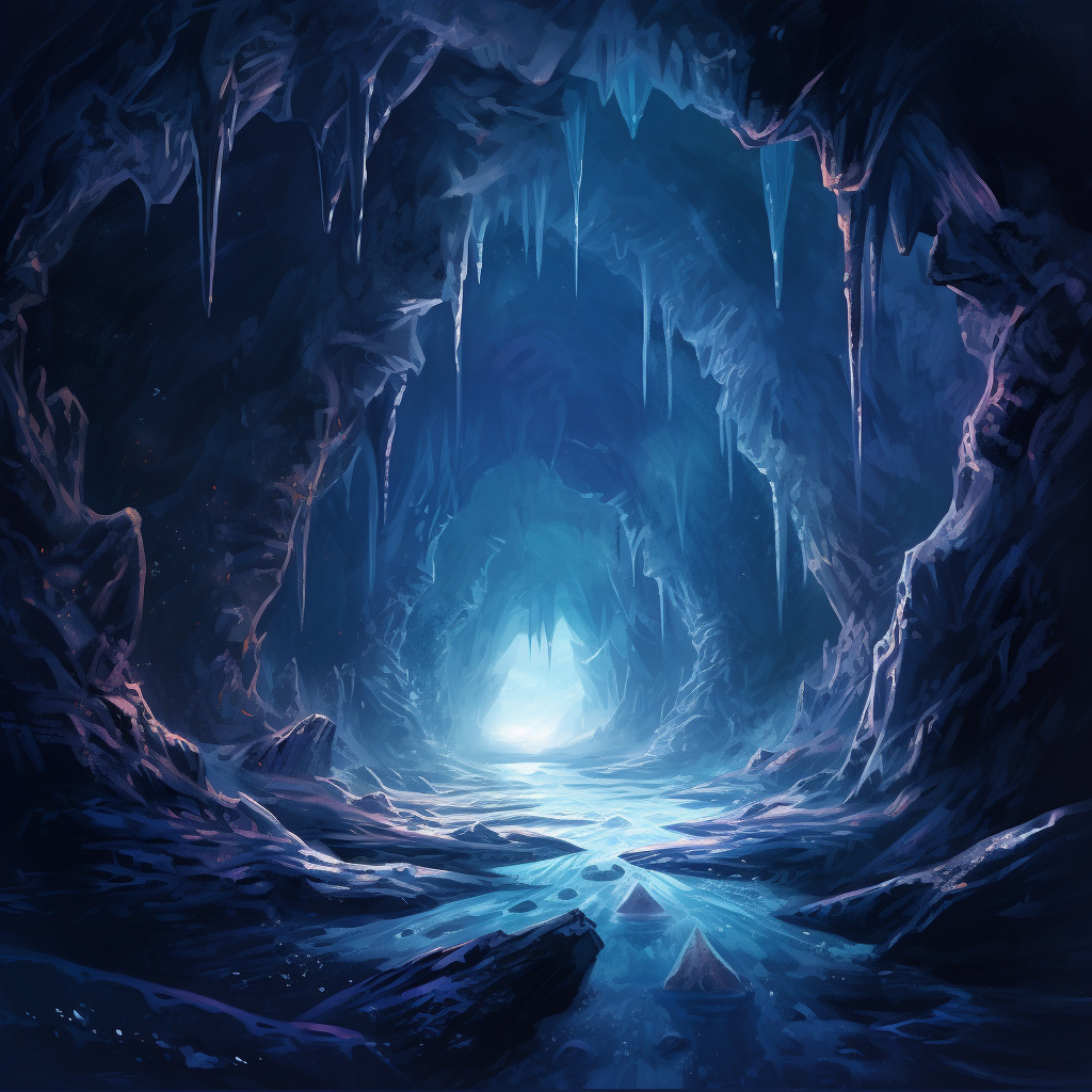 Stunning Fantasy Art of a Large Ice Cave