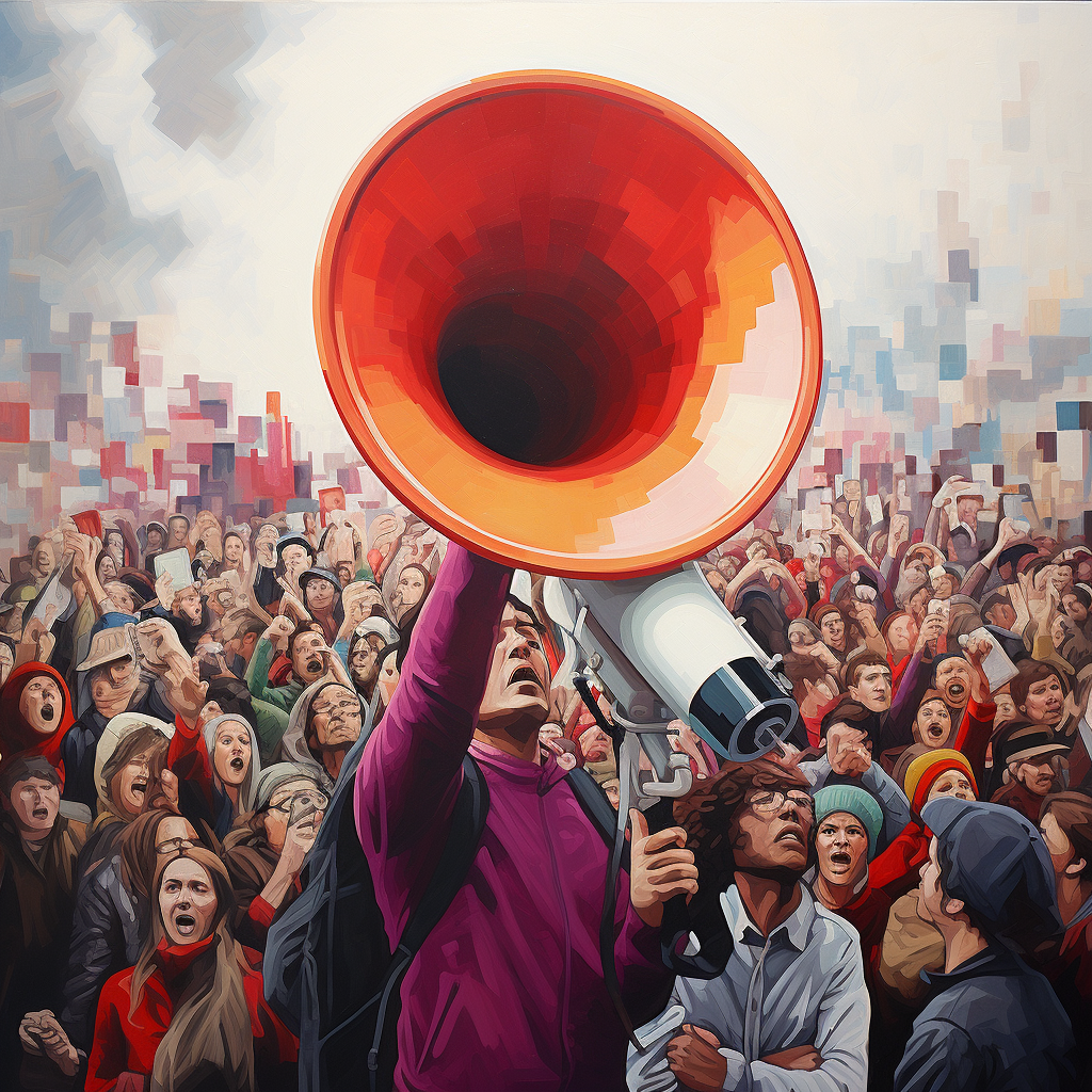 Large Megaphone in Crowd