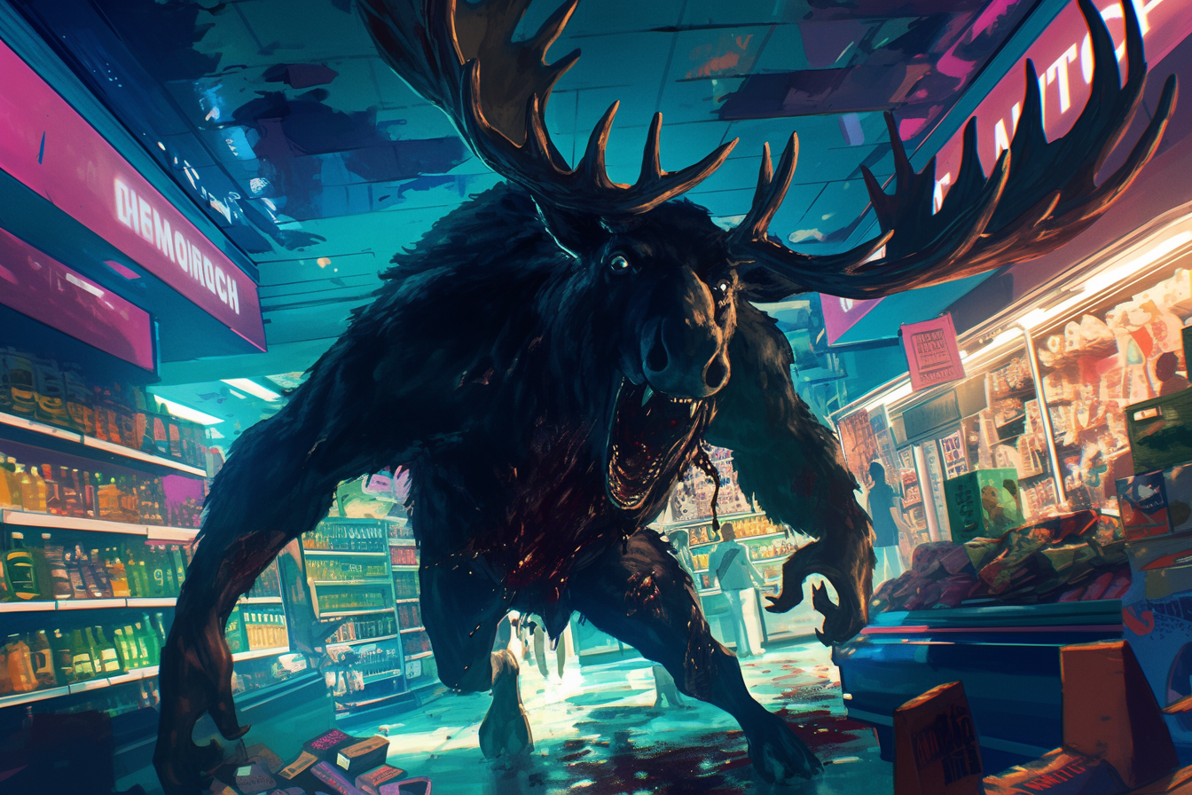 Horrifying Moose Supermarket Scene