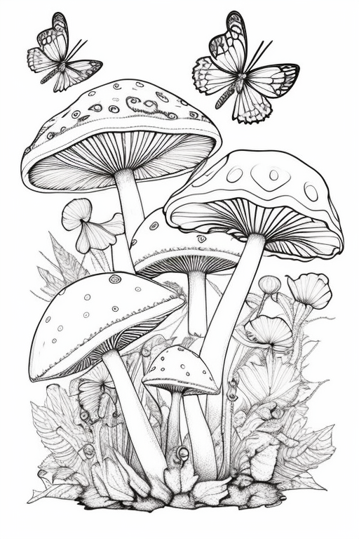 Large Morrel Mushrooms Fantasy Coloring Page