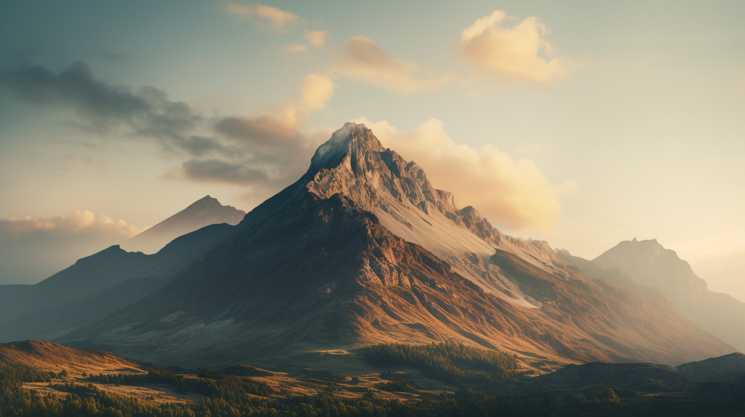 Scenic mountain landscape at golden hour