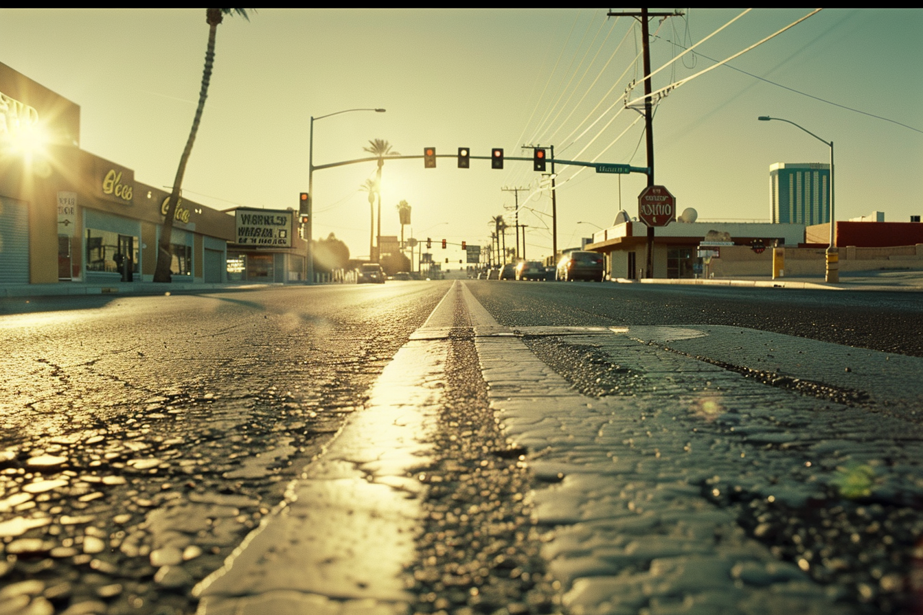 Las Vegas Street Lights Cinematic Shot