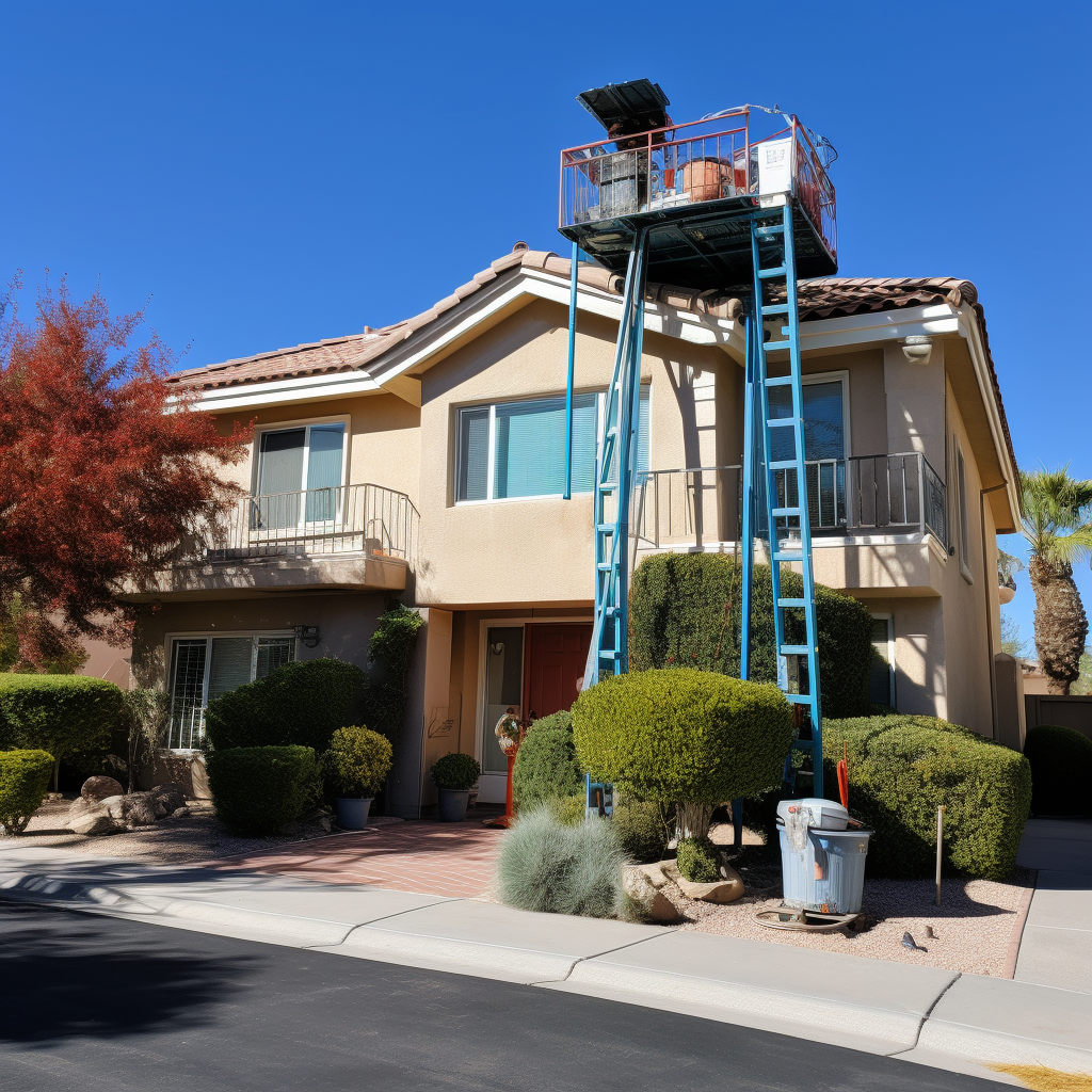 Two-story Las Vegas home with painting equipment