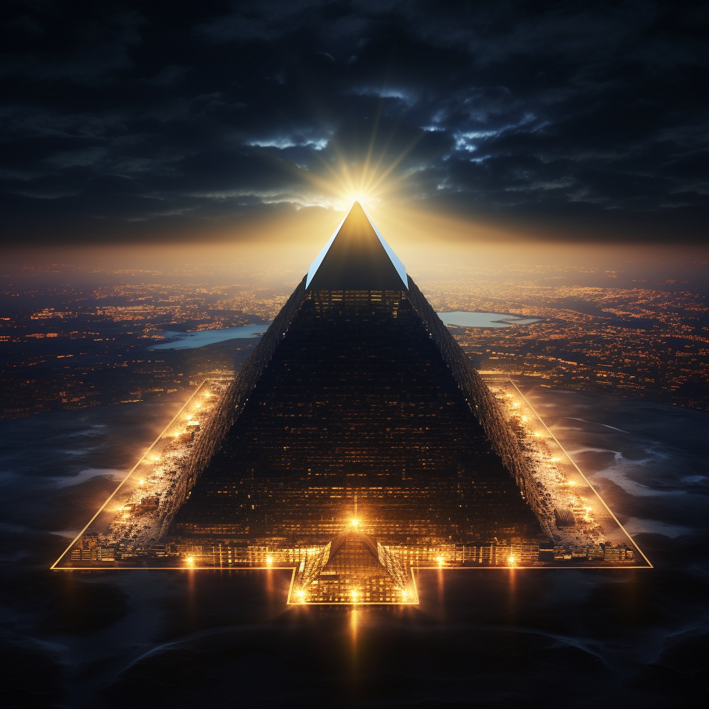 Photorealistic laser-light pyramid