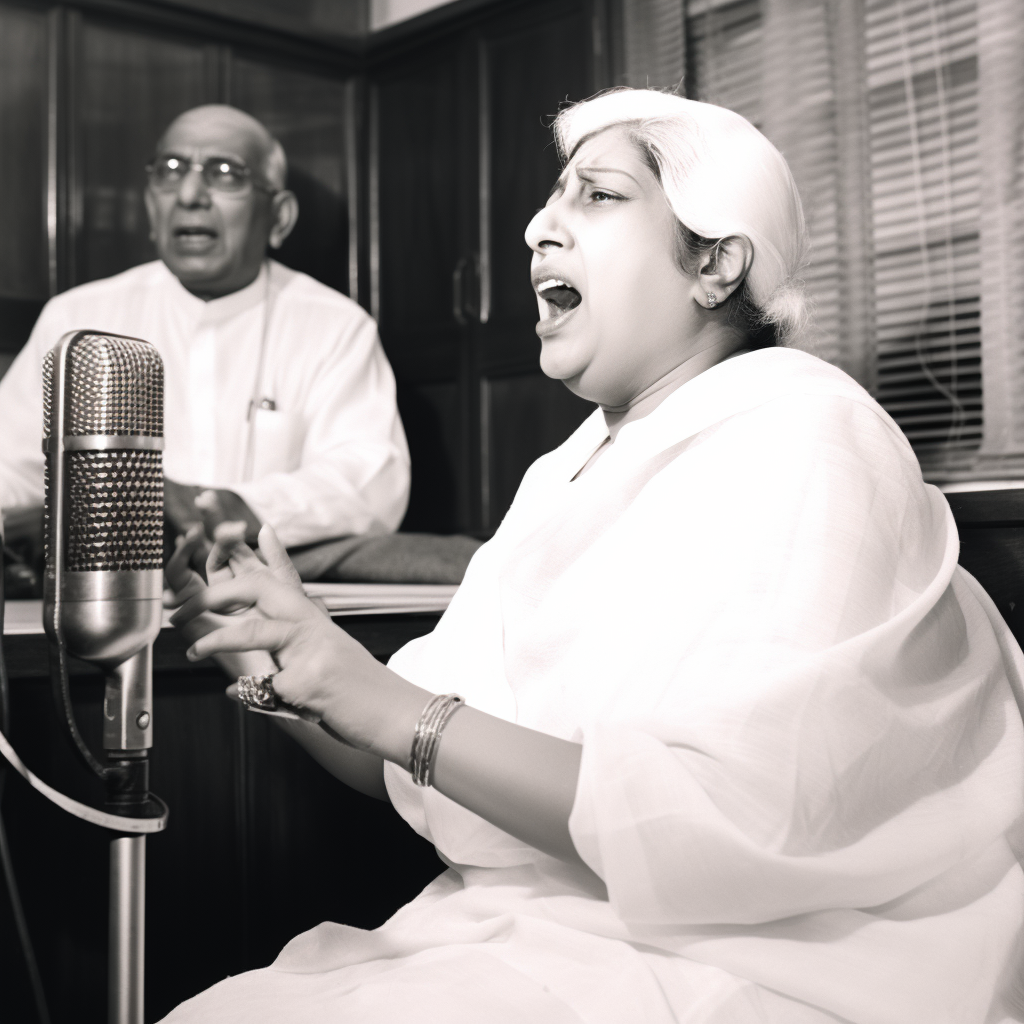 Lata Mangeshkar singing in front of Pundit Nehru