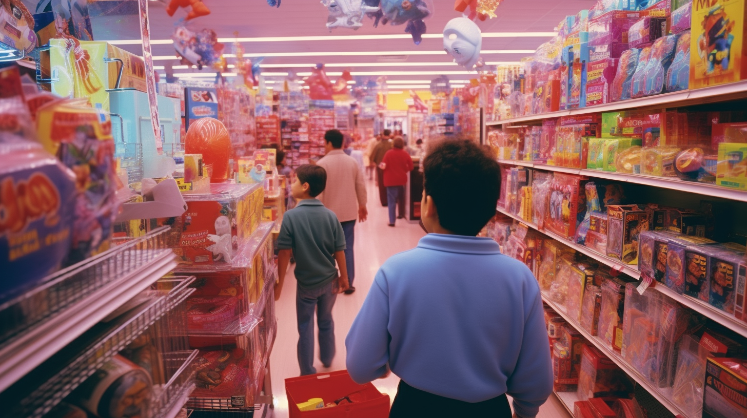 Latin family shopping for toys