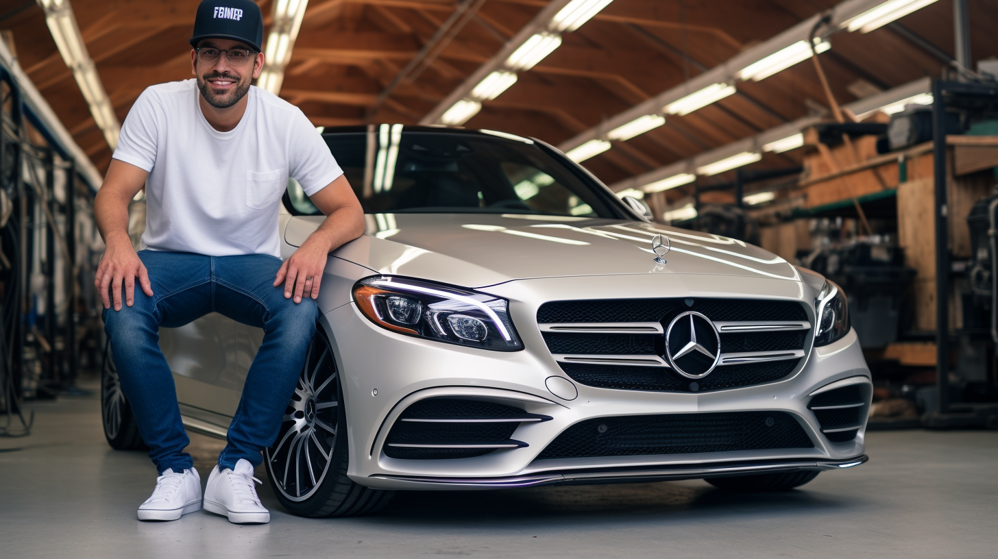 Latin Man with 2023 Mercedes Benz AMG SL