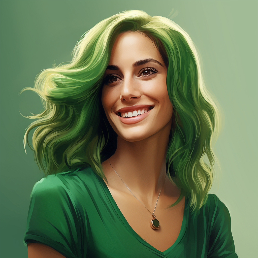 Latina Julia Roberts with Green Hair and Cute Dimples