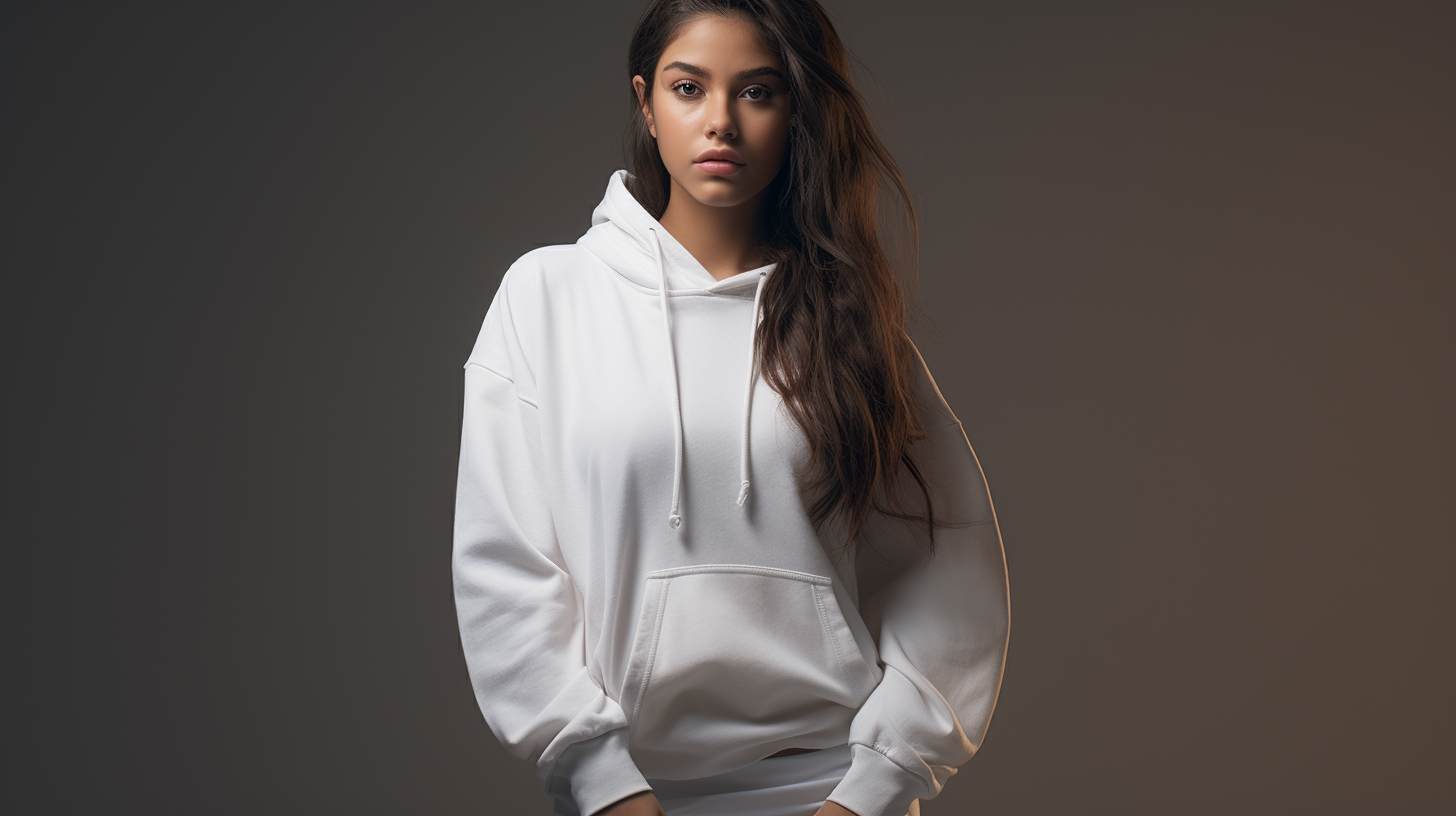 Beautiful latina model in white hoodie