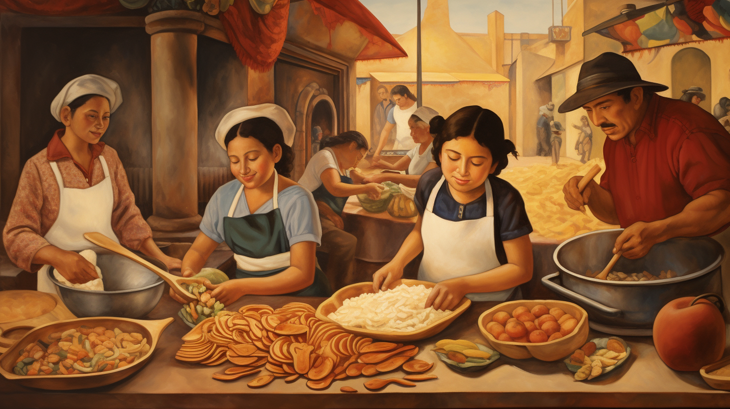 Latino Family Making Tortillas and Tacos