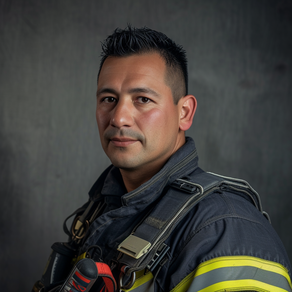 Latino Fire Rescuer Headshot Image