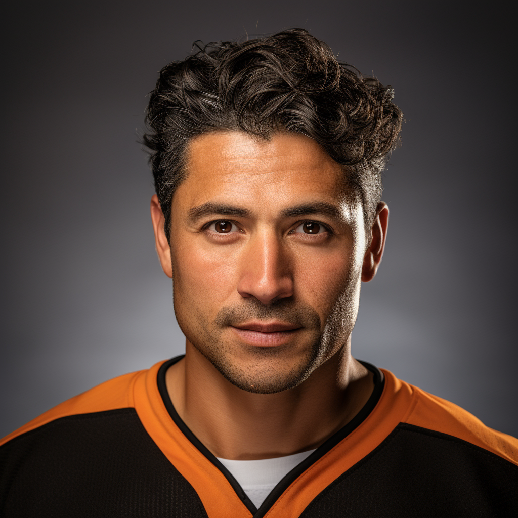 Latino Male Ice Hockey Player Headshot